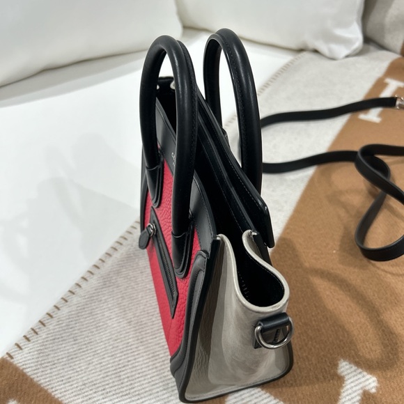 Celine mini nano luggage tote bag magenta black and grey - Picture 8 of 12